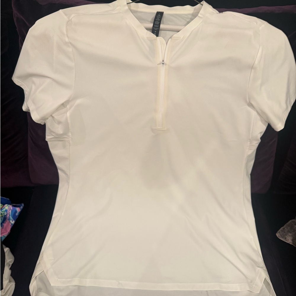 Lululemon Men’s half zip White Athletic Short Sleeve T Shirt Large